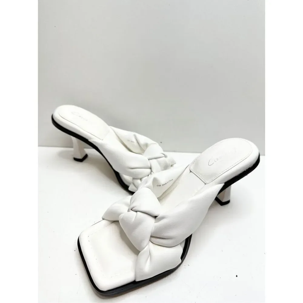 Circus by Sam Edelman Sandals Womens Size 8.5 White Sim Slides Square Toe‎